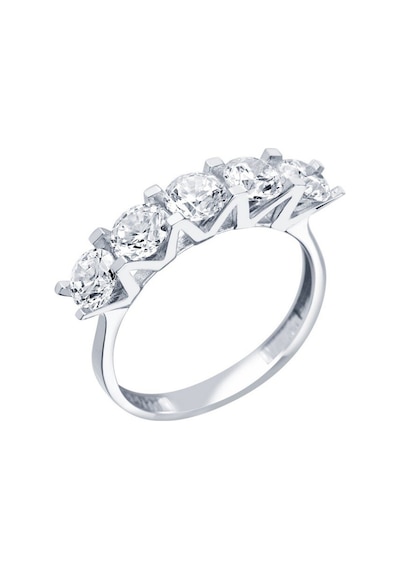 Diamond Line - Gülaylar - Beyaz Altın 8 Ayar Beştaş Yüzük