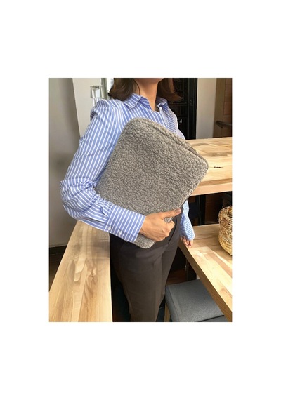 Plush Studıo Teddychic 13.3 İnç Plushguard Laptop Kılıfı Ve Çanta 36x26cm Clutch, Teddy Çanta Gri Gri