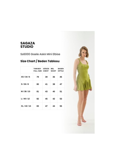 Sagaza Studio Ss6000 Askılı Yandan Bağcıklı Mini Elbise Olive