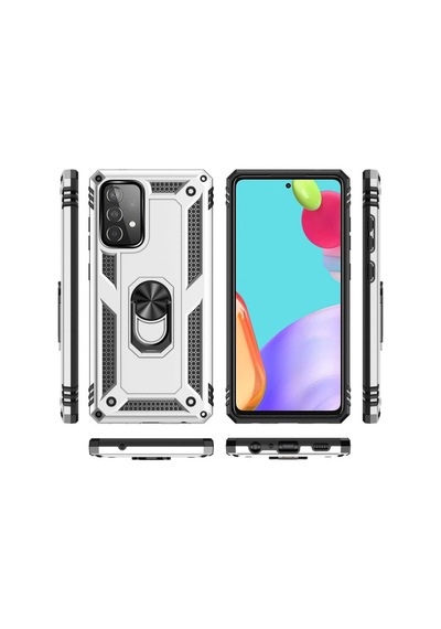 Samsung Uyumlu Galaxy A33 5g Kılıf Sofya Yüzüklü Silikon Kapak Gümüş\
