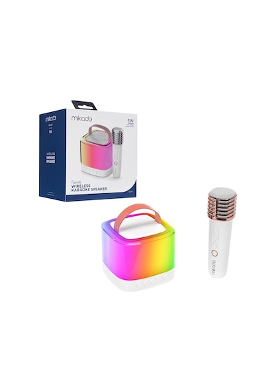 Mikado Md-16bt Karaoke Wireless Hoparlör Ve Speaker 5w Beyaz Işıklı Tf Card Mikrofonlu Usb Şarjlı