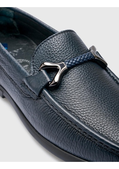 Cabani Tivra %100 Hakiki Deri Lacivert Toka Detaylı Erkek Loafer