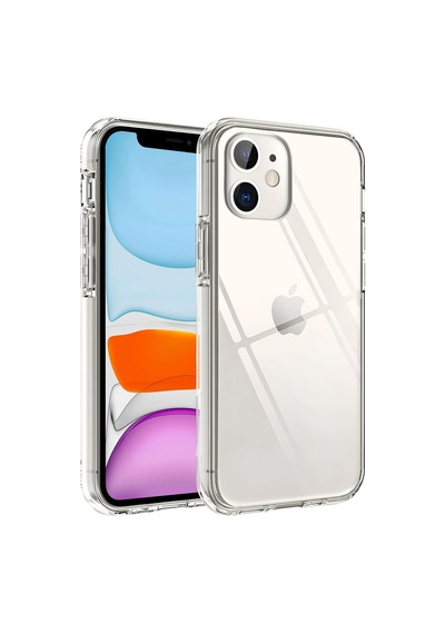 İphone 11 İle Uyumlu Crystal Clear Ultra Şeffaf Silikon Kılıf Arkası Sert Polikarbonat Kenarları Yumuşak Tpu Darbe Emici İç Hava Yastığı Destekli Kapak 11