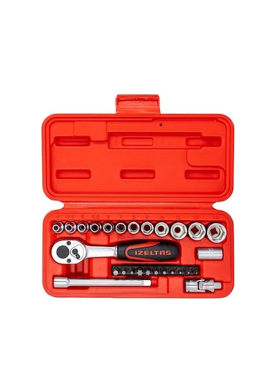 İzeltaş 14000005132 1/4'' Altı Köşe Mini Lokma Anahtar Ve Bits Set 27 Parça