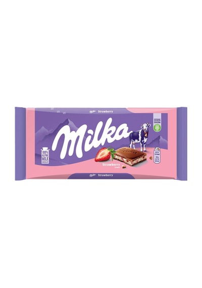 Milka Çilekli Yoğurtlu Çikolata 100 G - 8 Adet Tarı