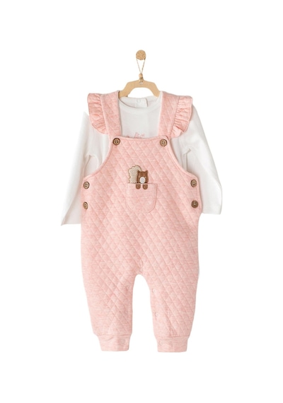 Andywawa Kız Bebek Sincap Kabartmalı Pembe Tulum Ac23328 001