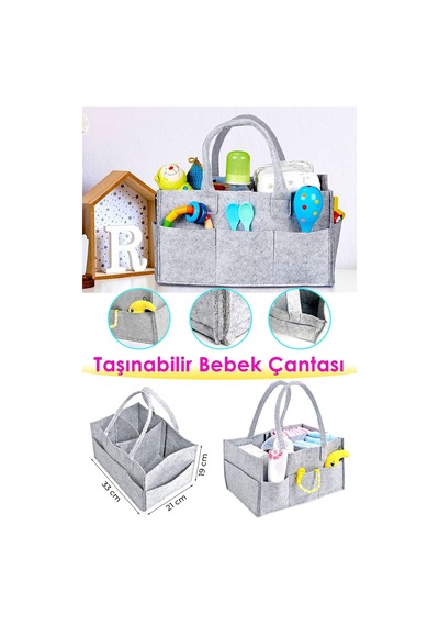 Taşınabilir Bebek Çantası Bebek Bakım Bezi Eşya Düzenleyici Çanta Gri Tr Diğer