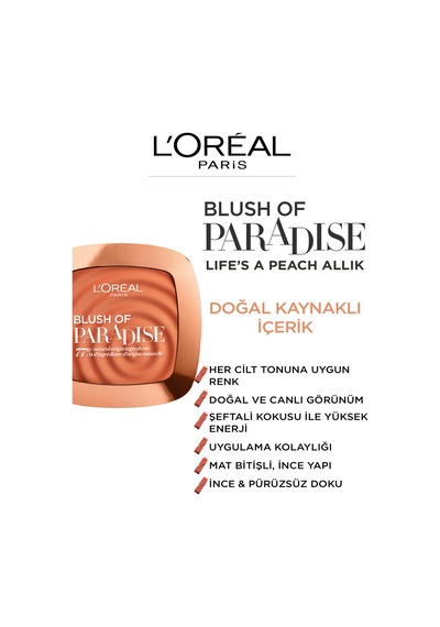L'Oreal Paris Lifes A Peach Blush Allık 01 Peach