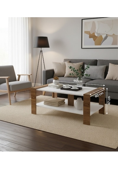 Bicabin Atina Dekoratif Orta Sehpa Garda Beyaz (Coffee Table)