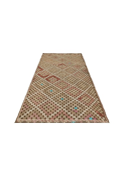 El Dokuması Vintage Yün-pamuk Geometric Halı 36551 147 X 264 Cm Çok Renkli