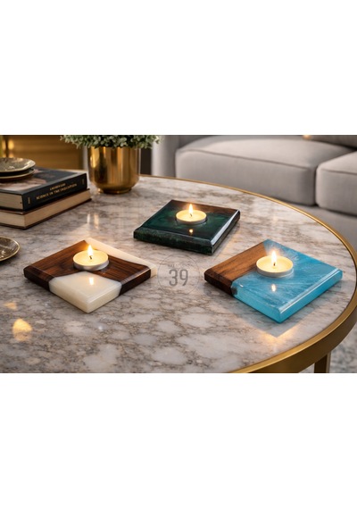 Classic Ceviz & Epoksi Mumluk El Yapımı Tealight Mumluk 12x12 Cm Tasarım Dekoratif Mumluk Karışık-çok Renkli Classic Ceviz & Epoksi Mumluk El Yapımı Tealight Mumluk 12x12 Cm Tasarım Dekoratif Mumluk Karışık-çok Renkli