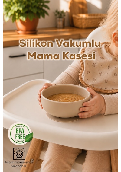 Porsima 34004-1 Silikon Vakumlu 300ml Mama Kasesi Krem