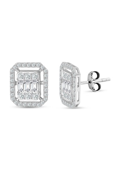 Modern Tasarım 1.53 Ct Baget Kare Tektaş  Küpe