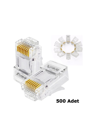 Rj45 Konnektör 500 Adet Network Cat5 Cat6 Jak Jack Ethernet Uç