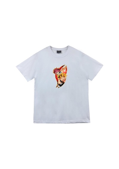 Fairy Tail Anime Baskılı Tshirt Beyaz