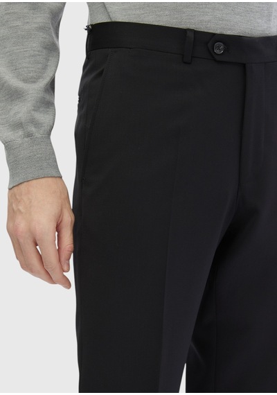 Ramsey Siyah Modern Fit Klasik %100 Yün Pantolon siyah