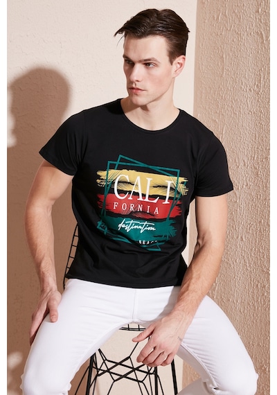 Buratti Pamuklu Slim Fit Bisiklet Yaka Erkek T Shirt 541California24 Siyah