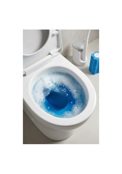 Arvale Hijyenik Kullan At Klozet Fırçası 10'lu Yedek Süngeri - Tek Kullanımlık Tuvalet Temizleyici - Bakterisiz Ve Kokusuz Banyo Temizliği Mavi, Yuvarlak Açık Ahşap