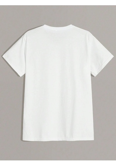 El Göz T-shirt - Beyaz Baskılı Oversize Bisiklet Yaka Kısa Kol Tişört Beyaz