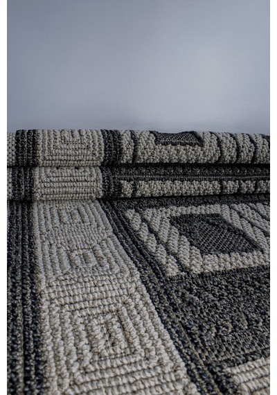 Rolyef İskandinav Kabartmalı Sisal Bukle Yıkanabilir Kaymaz Taban Salon Mutfak Çocuk Odası Halısı Gri