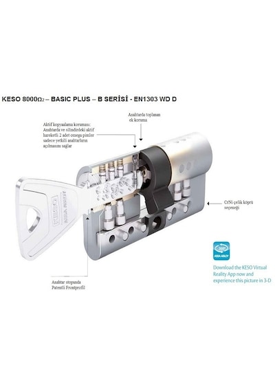 Keso K8000 Ω2 - Basıc Plus Serisi Yüksek Güvenlik Silindir