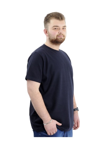 Mode Xl Büyük Beden Erkek T-shirt Bisiklet Yaka Waffle 20033 Lacivert Lacivert