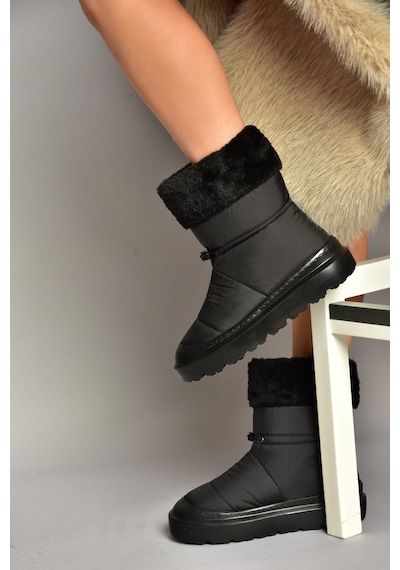 Fox Shoes T476434004 Siyah Kumaş Kadın Bot Siyah