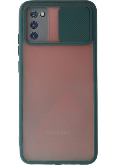 Newface Samsung Uyumlu Galaxy A03s Kılıf Palm Buzlu Kamera Sürgülü Silikon - Yeşil Yeşil