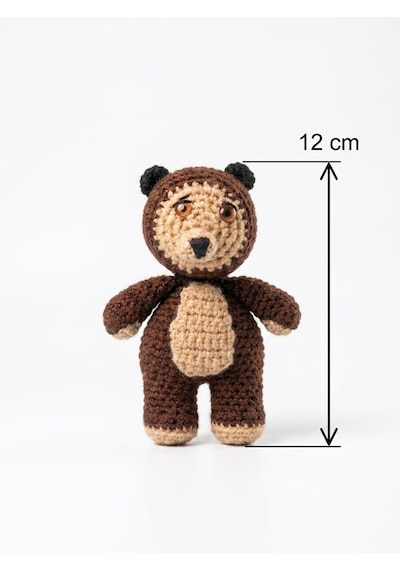 Tonton Ayıcık Amigurumi Örgü Oyuncak - Çizgi Film Karakteri Hediyelik Figür 12 Cm
