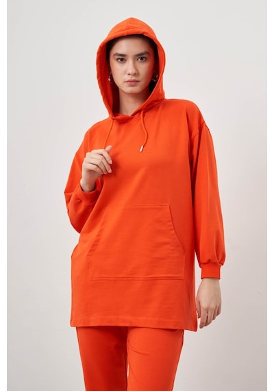 Kanguru Cepli Nar Çiçeği Sweatshirt Narçiçeği