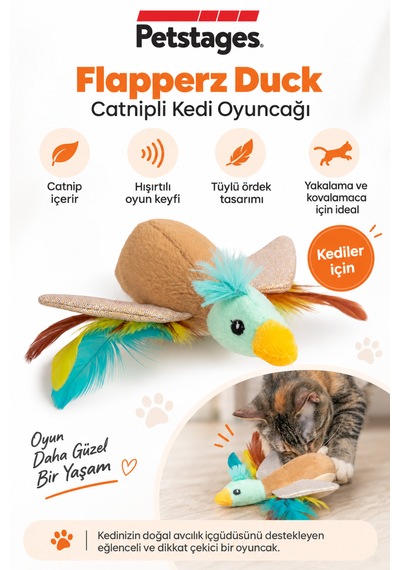 Petstages Flapperz Duck Catnipli Kedi Oyuncağı Peluş