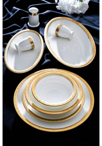 Acar Arcadia 58 Parça Yemek Takımı Beyaz/gold