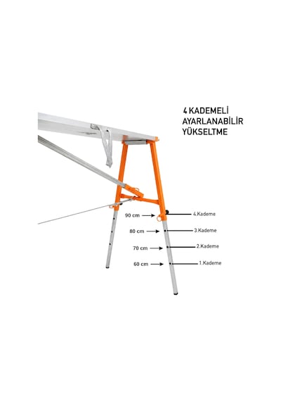Alüminyum Gövdeli Çelik Ayaklı Teleskopik Katlanır İnşaat İskelesi - 400 Kg Taşıma Kapasitesi 90x24x100cm