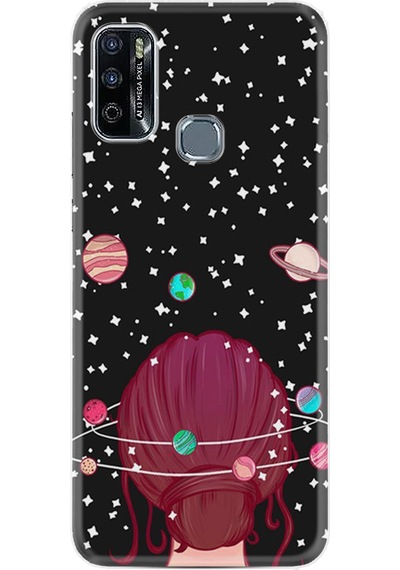 Infinix Hot 10 Play Kılıf Resimli Desenli Baskılı Silikon Space Woman 1311