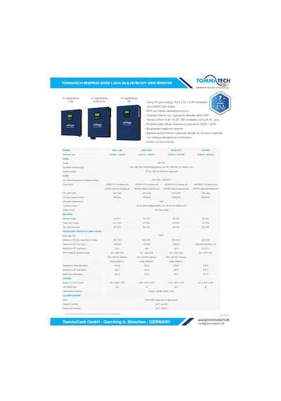 Tommatech New Prox Serisi 8 Kw İnverter