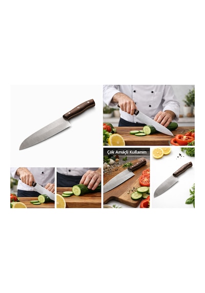 CH woodline N690 Santoku Şef Bıçağı Avusturya N690 Çelik, Ceviz Saplı, Ultra Keskin El Yapımı Mutfak Bıçağı, Et Balık Ve Sebze Kesimi İçin çok renkli - CH woodline N690 Santoku Şef Bıçağı Avusturya N690 Çelik, Ceviz Saplı, Ultra Keskin El Yapımı Mutfak Bıçağı, Et Balık Ve Sebze Kesimi İçin çok renkli -