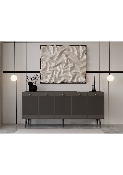 Melura Konsol 180 Cm %100 Mdf Lake Ahşap Ayaklı Gri