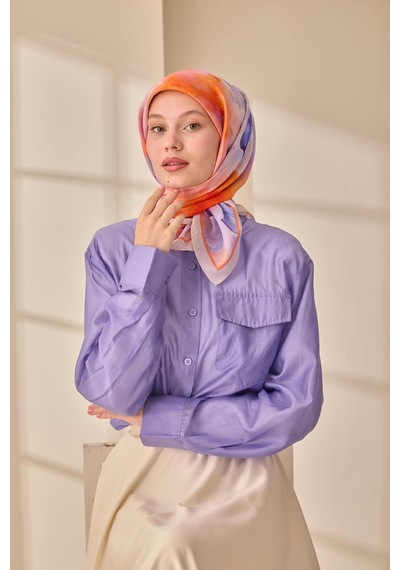 Silk Home Olinda İpek Eşarp 47004-28 Gümüş, Mor, Turuncu, Lacivert
