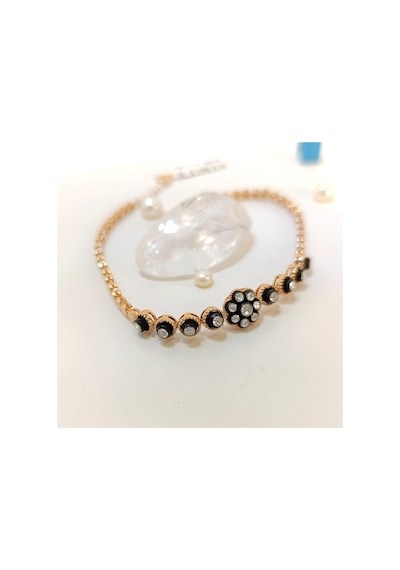 0.43ct Elmas Gül Modeli Bileklik Künye 8 Ayar Altın Hd Videolu