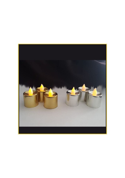 3 Gold 3 Silver Dumansız Pilli Led Mum Günışığı
