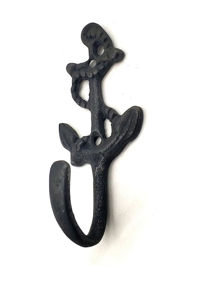 Antika Tarz Dekoratif Pirinç Halatlı, Çapa, Denizci, Gemici Askı - 95x42mm, Oksit 95x42