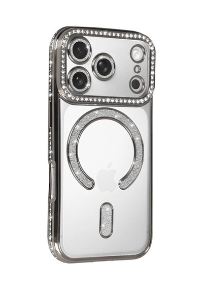 Apple   Uyumlu   iPhone 17 Pro Max Joke Simli Magneticsafe Kılıf - Gümüş