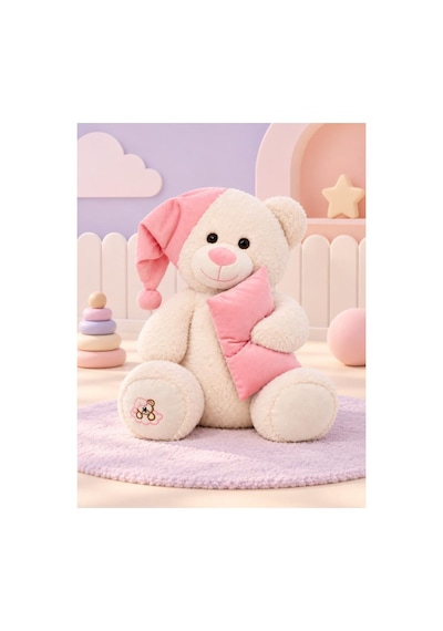 Pufu Toys Uyku Arkadaşım Yumuşak Yastık Peluş Ayıcık 65 Cm Pembe