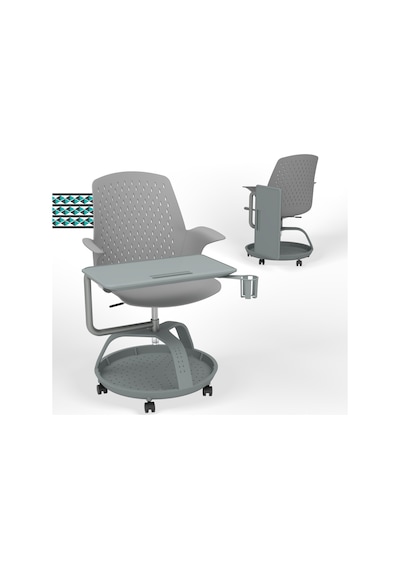 Karr Office Sona 360 Yazı Tablalı Mobil Eğitim Sandalyesi Gri