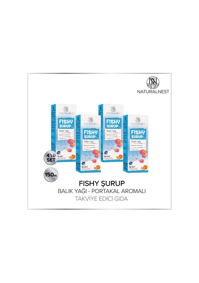 Naturalnest Fishy Portakal Aromalı Balık Yağı Şurup 4 Kutu