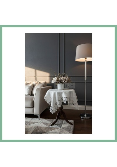 Bşkvirgo Fransız Dantelli Keten Fiskos, Gardenya Kumaş Fiskos 100x100cm Bsk2026 Çok Renkli