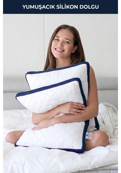 2'li Klimalı Yastık 50x70 Cm Terletmeyen, Hava Alan Mikrofiber Uyku Yastığı Lacivert
