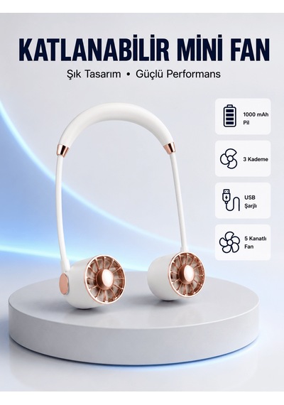 5 Kanatlı Sessiz Mini Fan 3 Vitesli Katlanabilir Asılabilir 9M938ATDiğer
