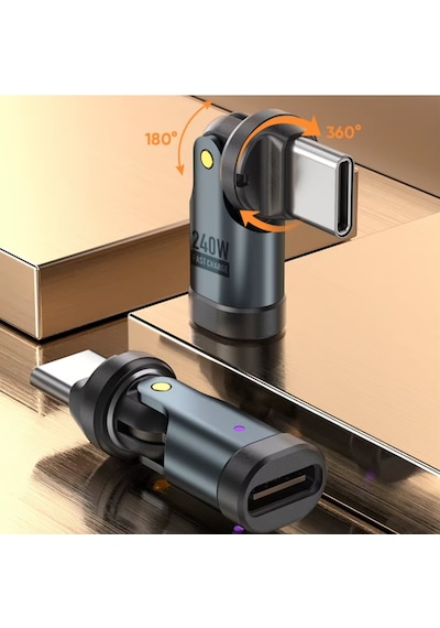 Alfais 6009 Usb Type-c Otg Çevirici Adaptör 540 Döner Pd240w 5a Şarj Veri Dönüştürücü