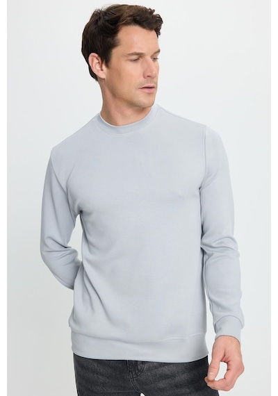 Tudors Erkek Relax Fit Rahat Kesim Uzun Kollu Ekstra Yumuşak Bisiklet Yaka Gri Sweatshirt-41867 Gri